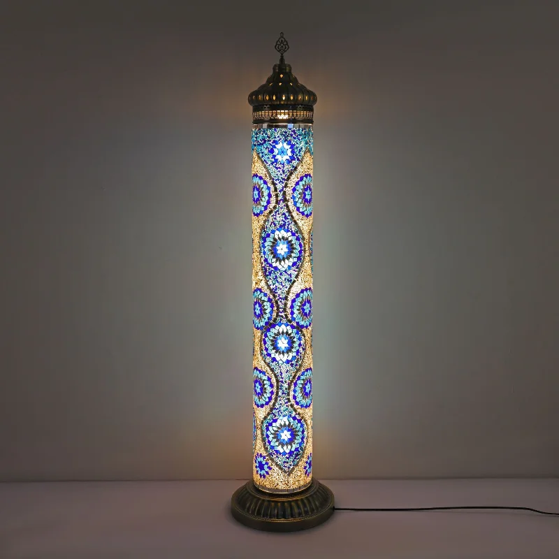 Turkish straight retro romantic bedroom living room restaurant hotel homestay handmade glass mosaic floor lamp