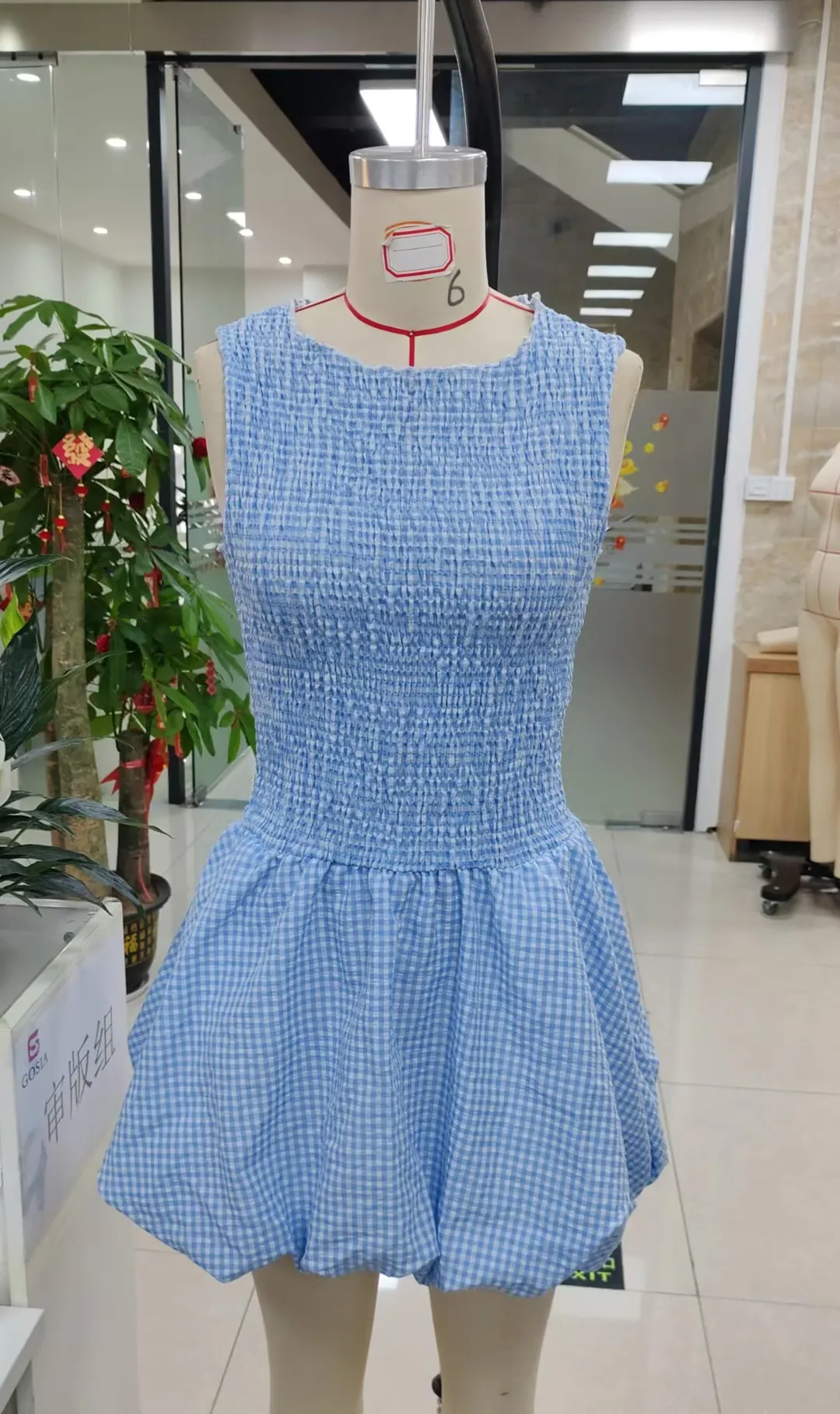Mulheres verão y2k vintage gingham tanque vestido smocked em torno do pescoço sem mangas fairycore grunge bodycon mini vestido bolha festa clube