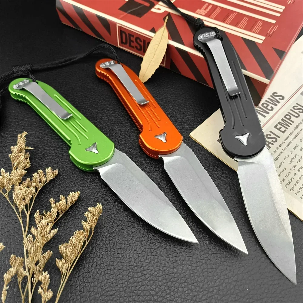 High Quality MIC 135-10OR LUDT Folding Knife D2 Stonewash Blade Aluminum Alloy Handles Outdoor Pocket Hunting EDC Tool