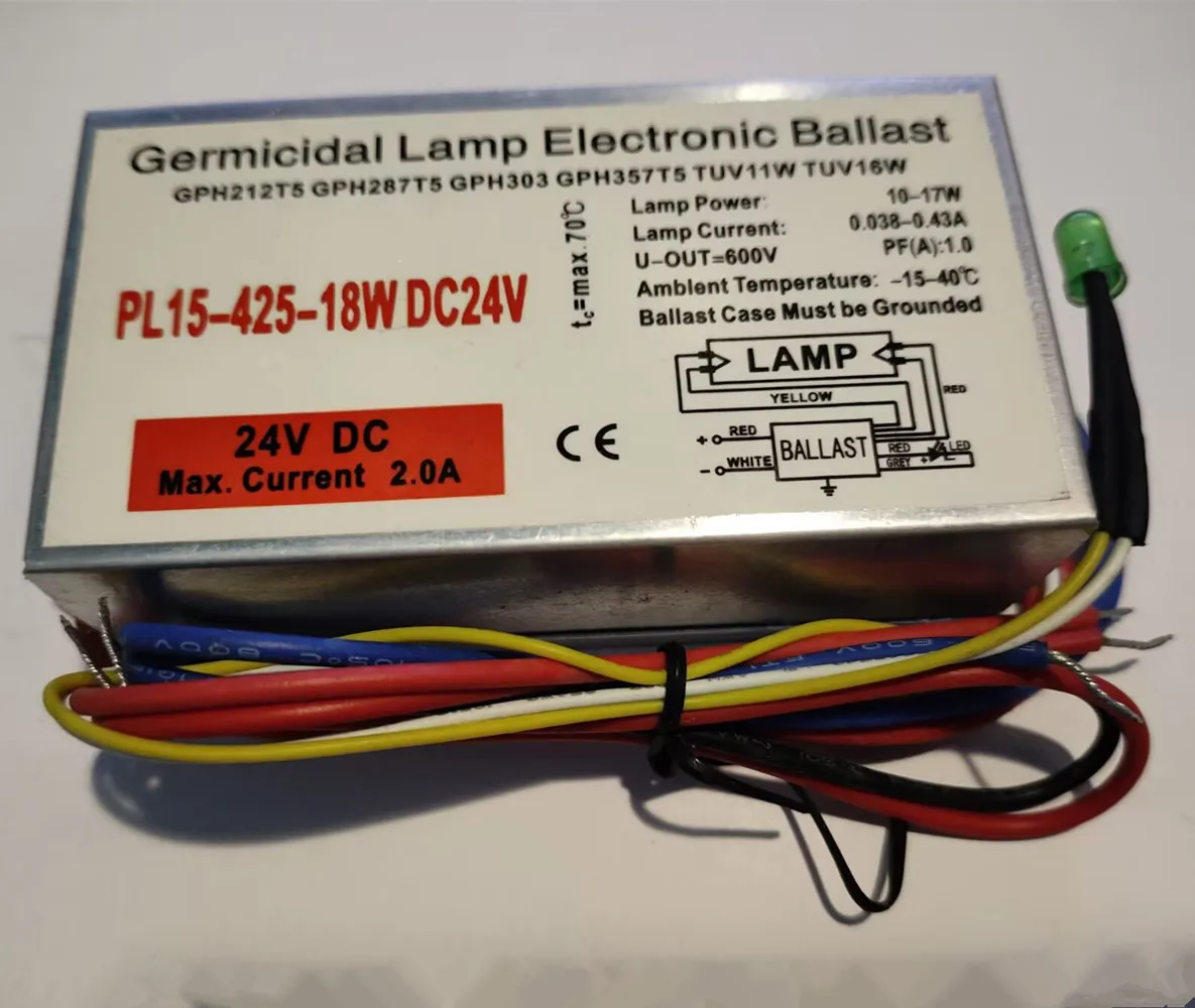 DC24V UV lamp ballast DC24V PL15-425-18W water treatment sterilizer rectifier