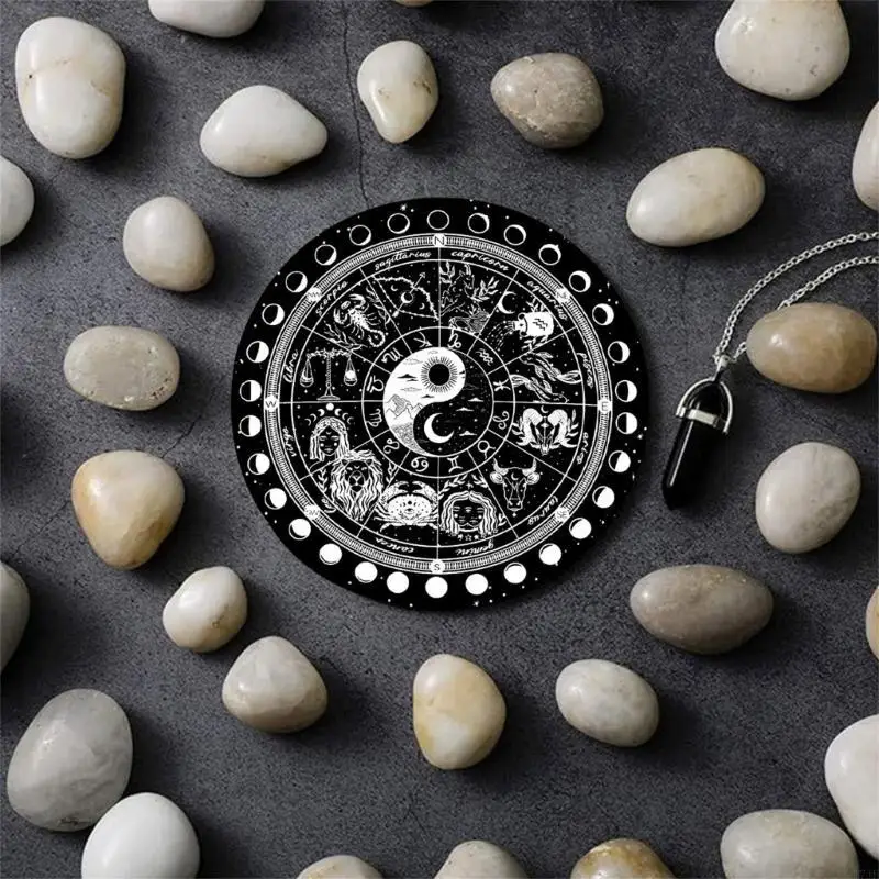 J7JF 신은 매트 기호 달기 제단 타로트 카드 패드 패드 진자 차트 매트, 에너지 치유를위한 차트 매트