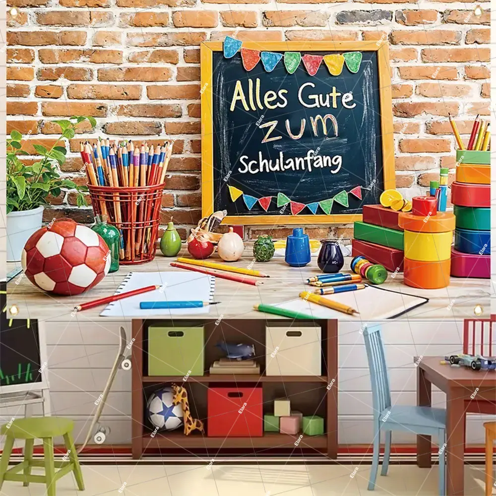 

1PC Welcome Back to School ABC Globe Pencil Book Colorful Crayons Vibrant Blue Sky Children Portrait Photography Backdrop Props