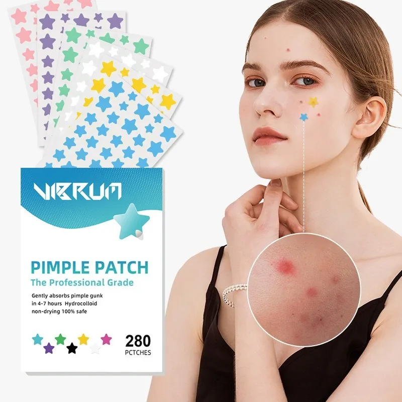 280pcs Star Shaped Pimple Patch Acne Colorful Invisible Acne Removal Skin Care Sticker Concealer Face Spot Beauty Skin Care Tool