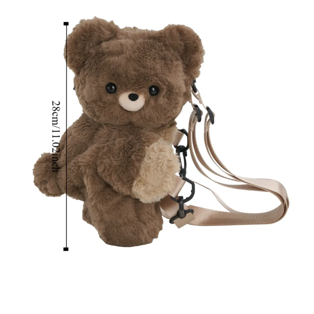 Cute Korean Style Bear Doll Crossbody Bag Plush Toy JK Lolita Children's School Bag Brown Backpack Animal Shoulder Bag Girls
