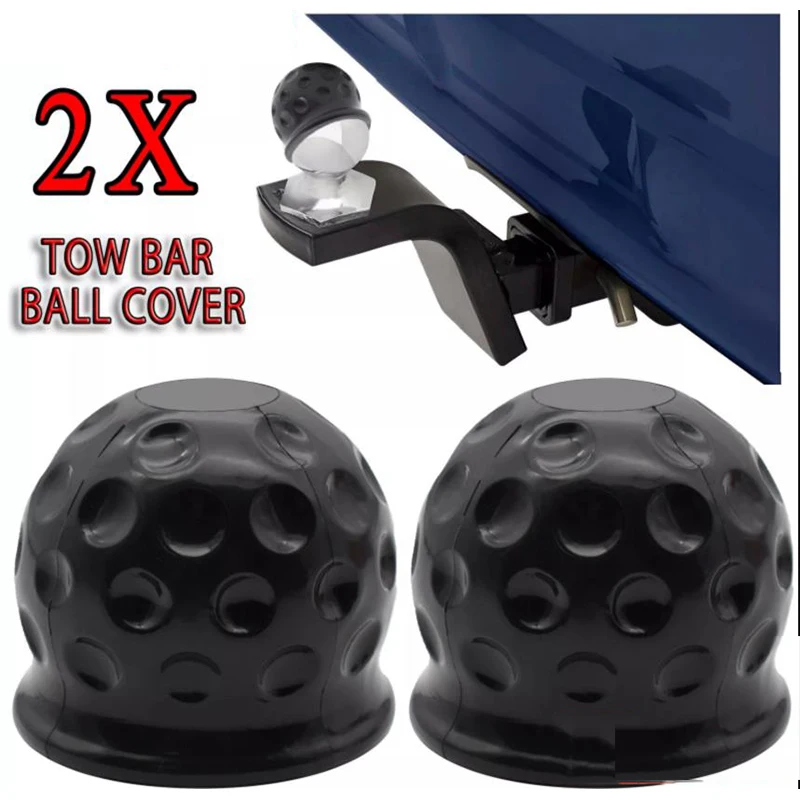 2Pcs Tow Bar Ball Cap Rubber Protector Towing Hitch Trailer Towball Cover 50mm Car Exterior Towing Hauling Parts