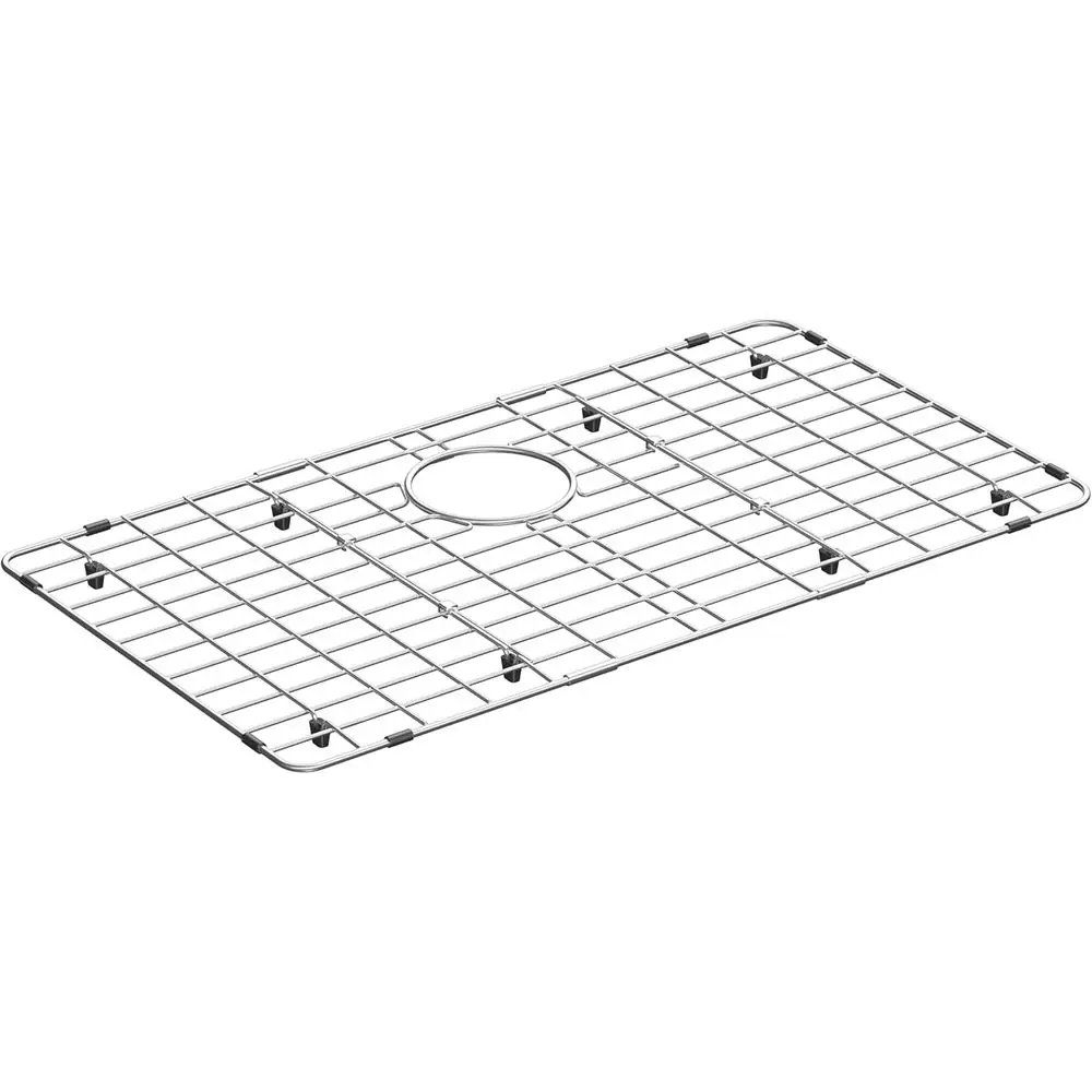 

Large Metal Sink Grate with Strainer, 28.6 x 15.6, Stainless Steel Sink Grid for Rear Drain Hole 4.9