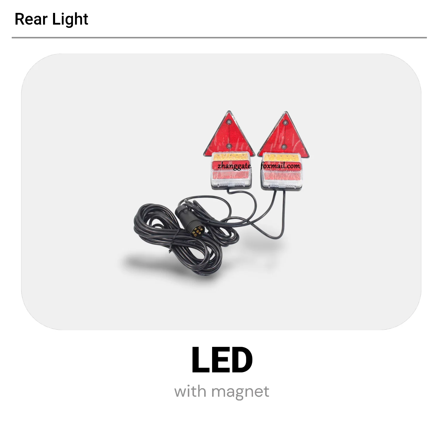 2PC Magnetic LED Taillight Triangle Reflective Plate 100×100×40mm 7.5-8M Cable Rear Signal Light Fit Truck Pickup Off-Road