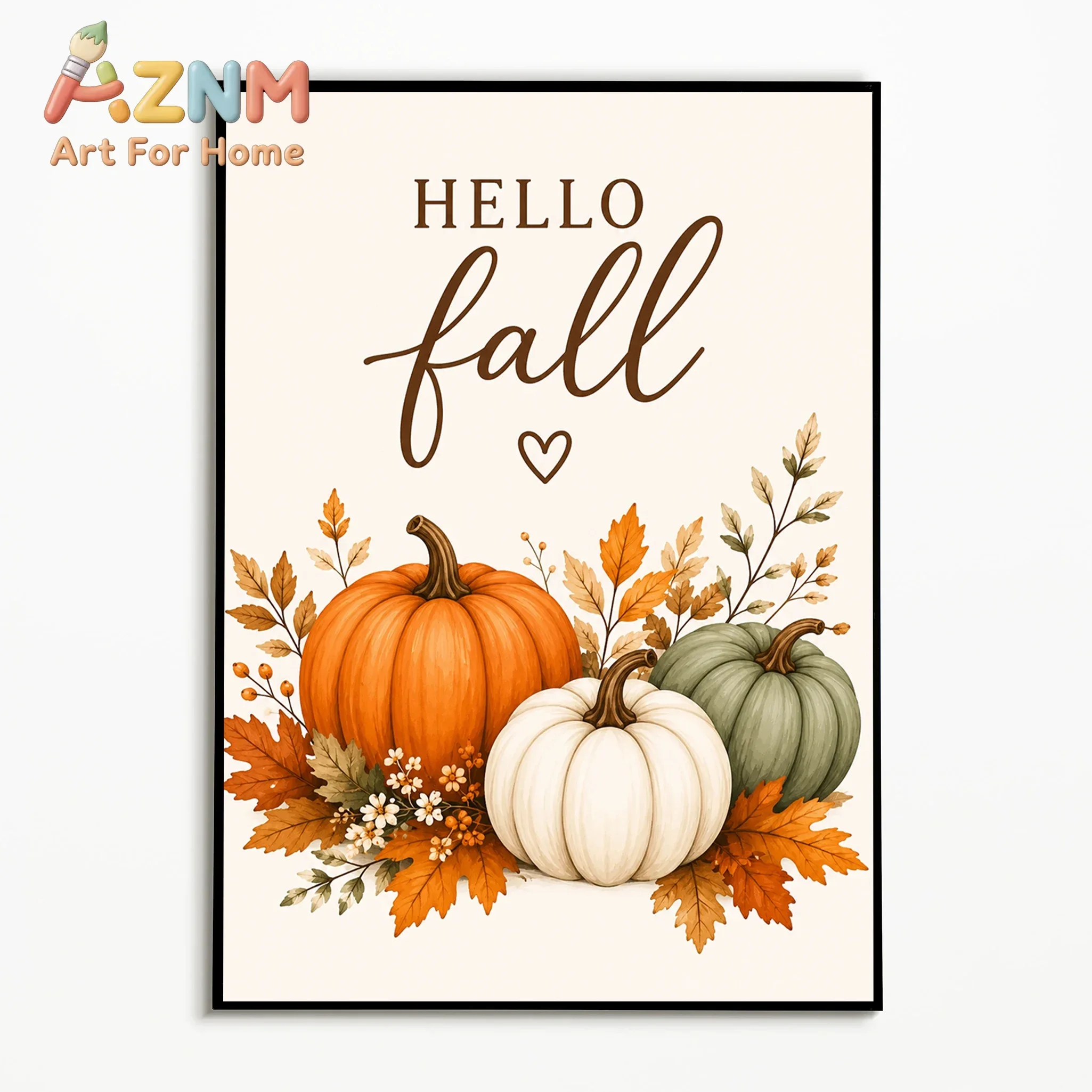 1PC Autumn Colorful Pumpkin and Maple Leaf Poster  Halloween and Thanksgiving Wall Art  Canvas Printing Room Decor Fall Decor