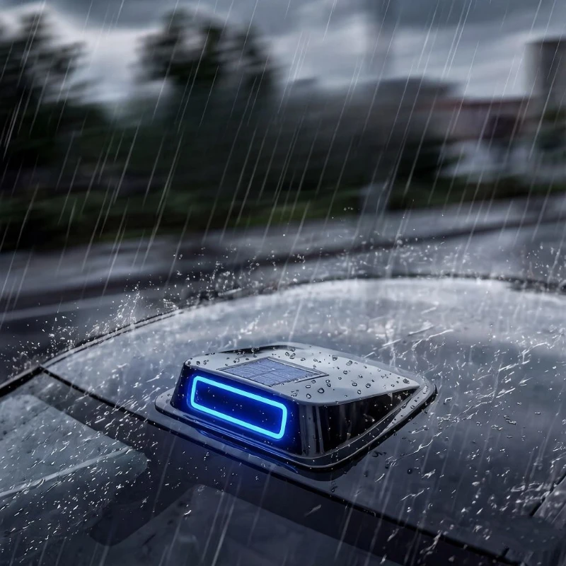 Automobile Universal Three-color Waterproof Solar Simulation LED Radar Decorative Light Roof Pilot Car Accessories