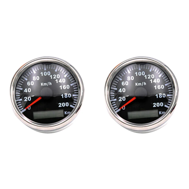 

2 Set 85Mm 200KM/H GPS Speedometer 9-32V With Red Backlight Odometer Suitable For All Kinds Of Cars