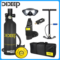 DIDEEP 1Liter Mini Scuba Diving Tank Set, 15-20Mins Underwater Diving Cylinder with Hand Pump，Portable Lungs Gear with 3000 PSI