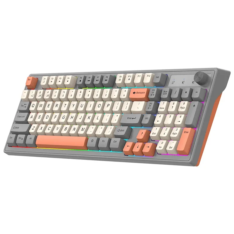 

98-key Wireless Keyboard Rainbow Light, 2.4G Bluetooth Dual-mode Connection, Multi-function Suitable for Computer Laptop Wifi