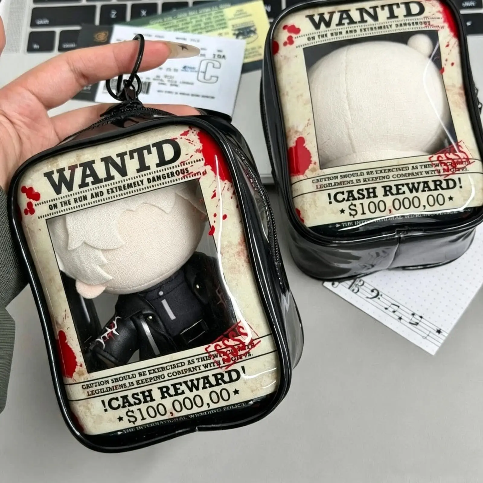 New Fun Creative Wanted Poster Itabag Transparent Case For 13cm Doll Portable Clear Keychain Gift Box Collectibles Storage Pouch
