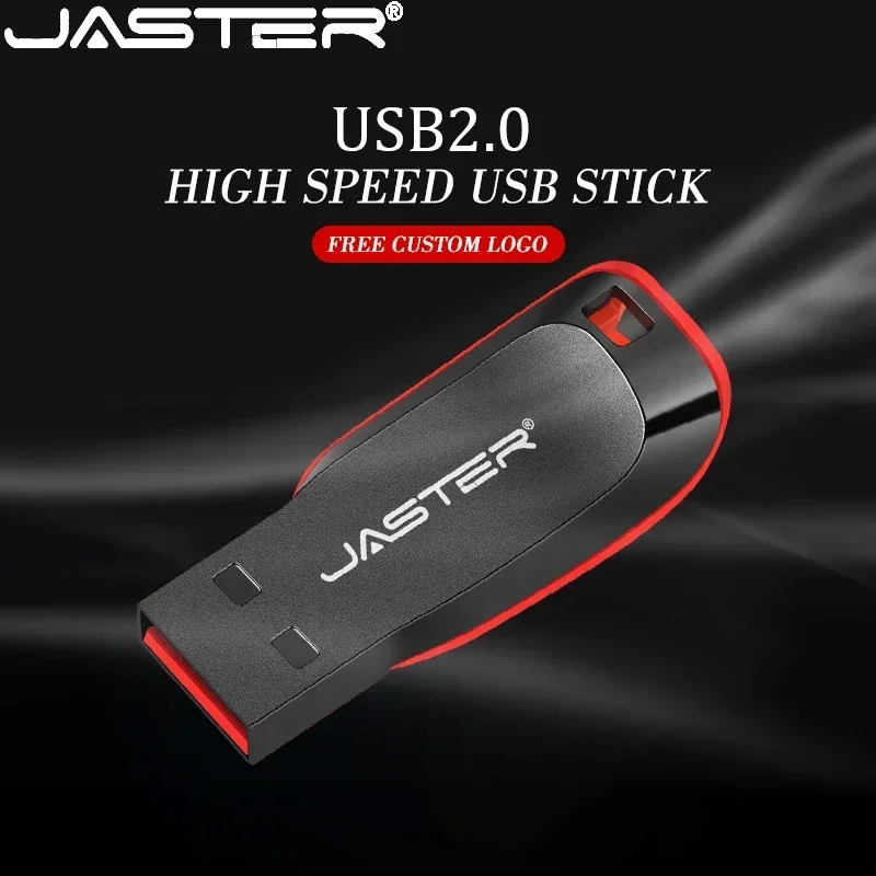 JASTER USB 2.0 플래시 드라이브, 64GB 플라스틱 펜 드라이브, 무료 커스텀 로고, 32GB, 16GB, 블랙 메모리 스틱, 크리에이티브 선물, 방수 U 디스크