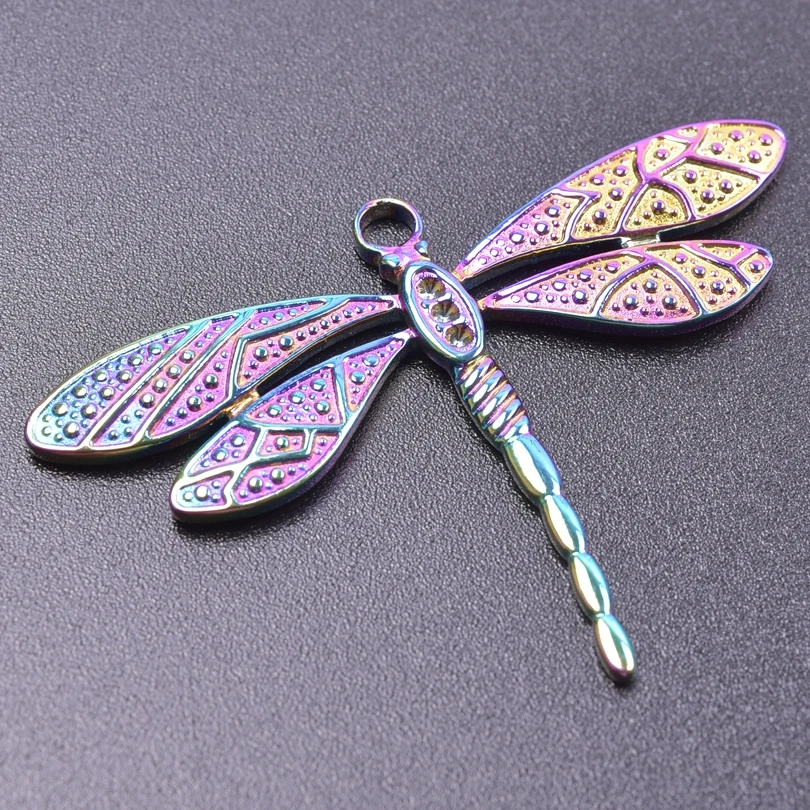 High Quality Animal Dragonfly Charms For Jewelry Making Supplies Handmade Craft Stainless Steel Pendant Charm Metal Accessories