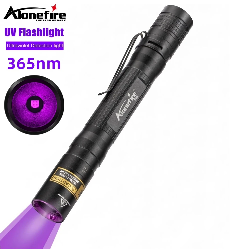 SV80 Pen UV flashlight 365nm led Mini Blacklight Invisible Torch Leakage Money Cat tinea Pet Urine Marker Ore Check AA battery