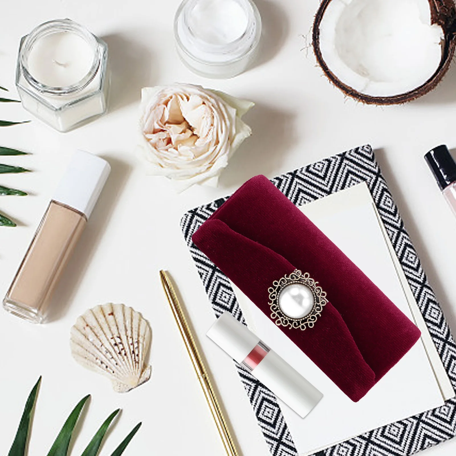 

Single Lipstick Case Secure Closure Lipstick Holder for Women Convenient Purse Essential with Built-in Mirror Lip Gloss Case