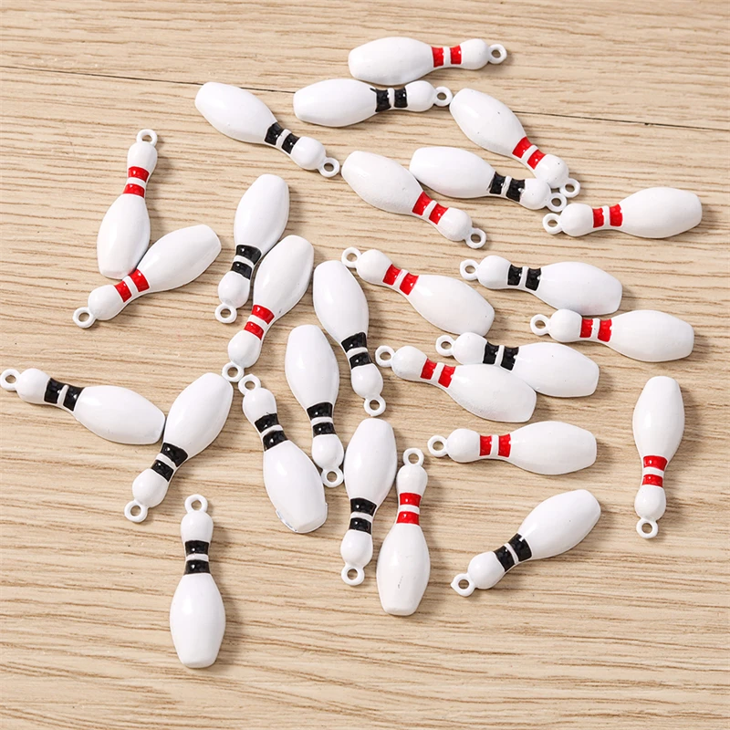 10 Stück 8x25mm lustige Emaille Sport Bowling Charms Anhänger für Schmuckherstellung Halsketten Ohrringe Armbänder DIY Bastelzubehör – Detail 8
