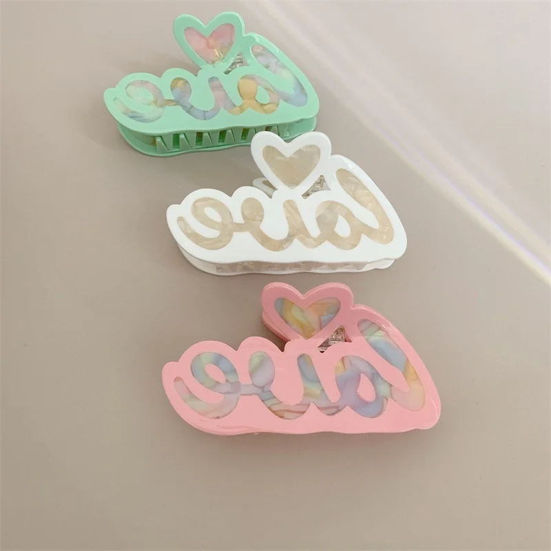 DuoShang Valentine's Day Sweet Love Letter Acetate Hair Claw Light Luxury Eco-friendly Claw Clip for Women Girl Hair Accessories