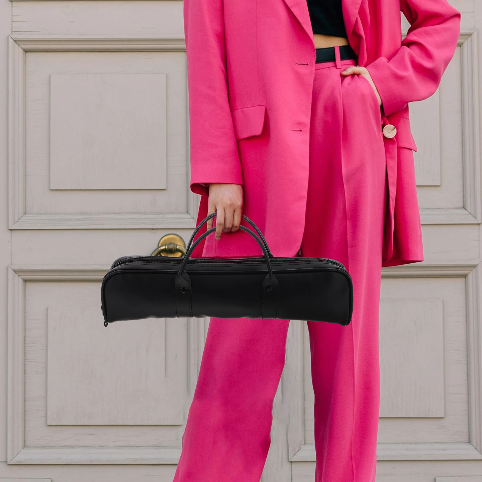 

Flute Storage Bag Faux Portable 16-Hole Flute Case Cover Lightweight Carrying Bag for Musicians Performances