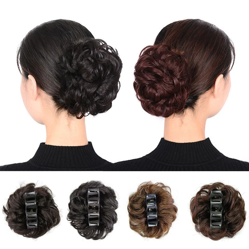 Syntetyczny kok z włosów Chignon kręcone chwytanie klip szpilka elastyczne Scrunchy sztuczne włosy dla kobiet spinki do włosów