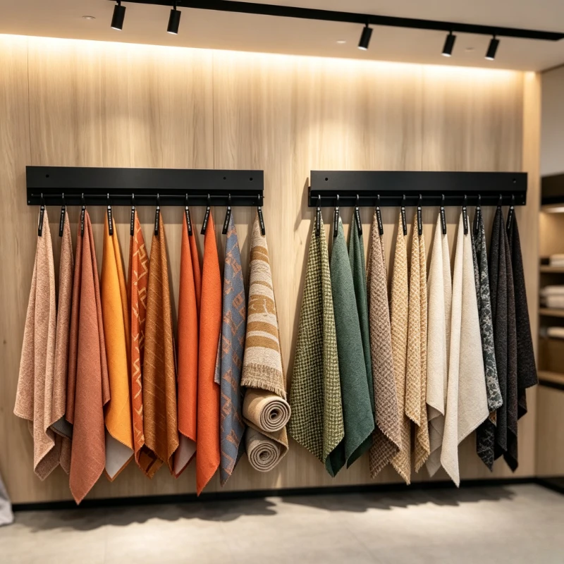 Commercial Fabric Display Rack Professional Textile Swatch Organizer Sample Showcase Stand Sample Card Exhibition Fixture