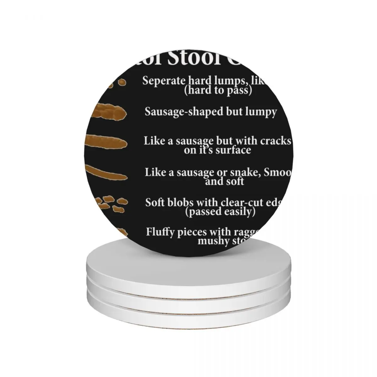 

Bristol Stool Chart in White Writing Black Background Ceramic Coasters (Set of 4) drink set anti slip Coasters