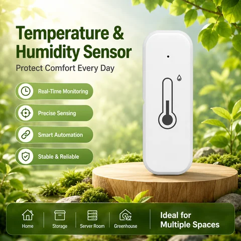 Tuya Smart Temperature Humidity Sensor, WiFi & Bluetooth, Alexa & Google Assistant Compatible, Indoor Home Automation Device