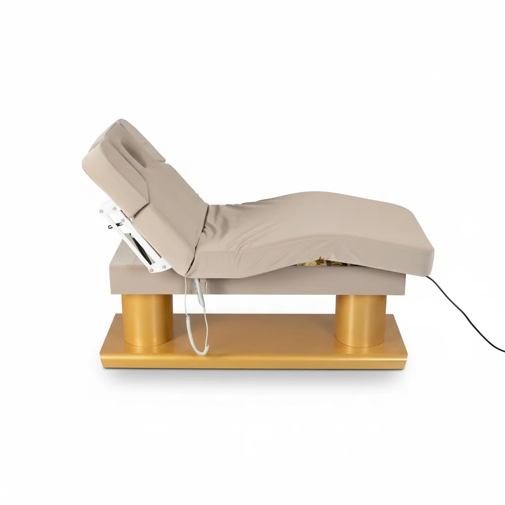 4 Motor Electric Massage Bed, Foldable PU Leather Spa Table, Adjustable Beauty Bed with Armrests, 250kg Facial Treatment Bed