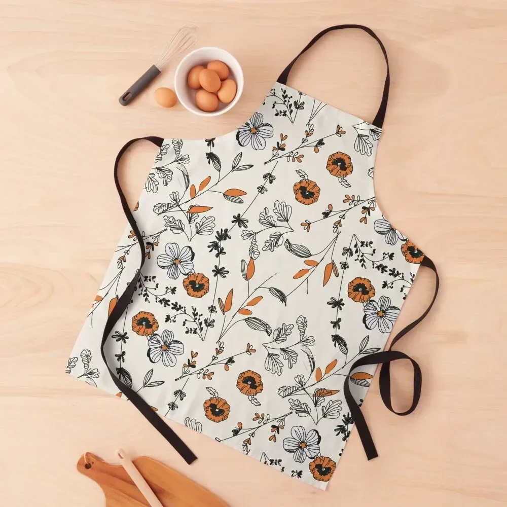 

Orange Flower Pattern Apron Smock for hairdressing Bib For Kitchen cookings for women kitchen useful Apron