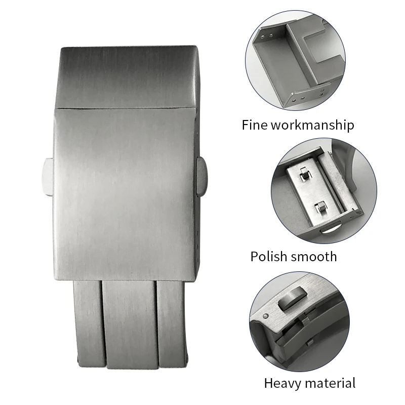 19mm Stainless Steel Folding Watch Buckle for Longines Hydroconquest L3 Rubber Strap Watchband Solid Metal Butterfly Clasp Tools view 2