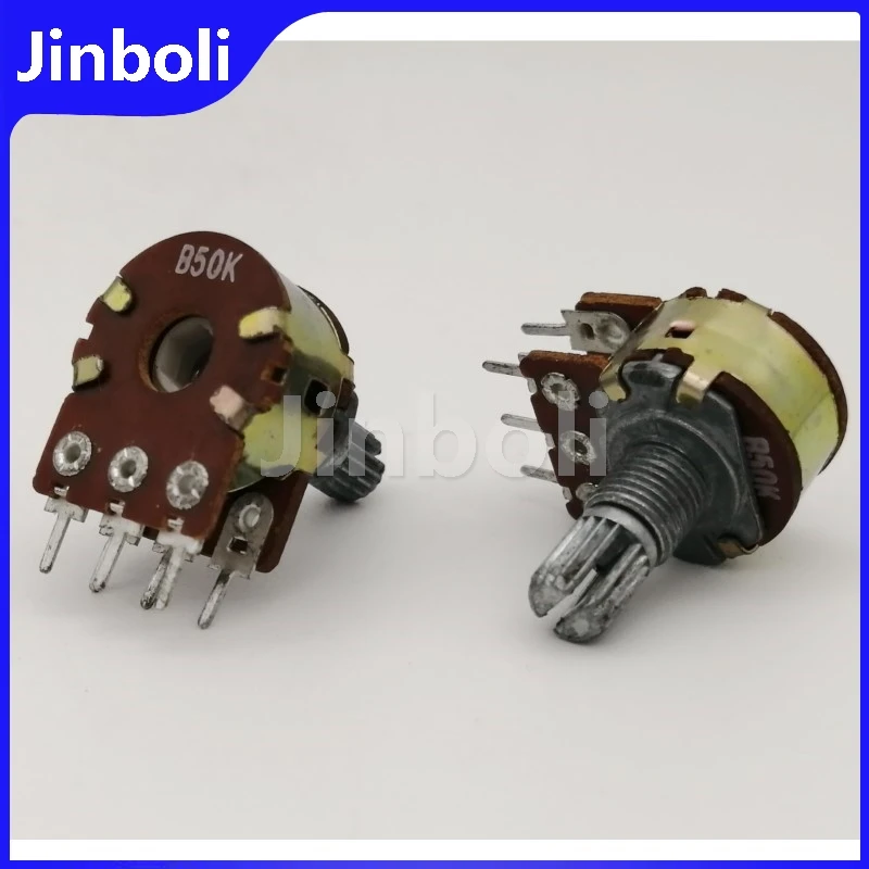 3PCS WTH148 16 Type B50K*2 6-Pin Dual Speaker Amplifier Audio Volume Potentiometer Flower Shaft Length 15mm