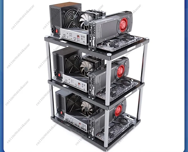 Stackable Open Computer Case Bracket for Workshop, Supports ATX and MATX Motherboards