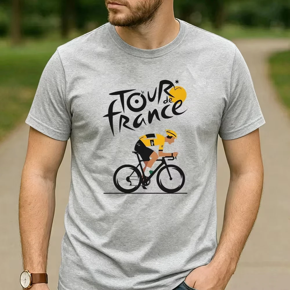2026 Tour De France Gelbes Trikot Radfahrer Grafik Baumwoll-T-Shirt Unisex Retro Outdoor Rennrad Sport Casual Streetwear Tee – Detail 9