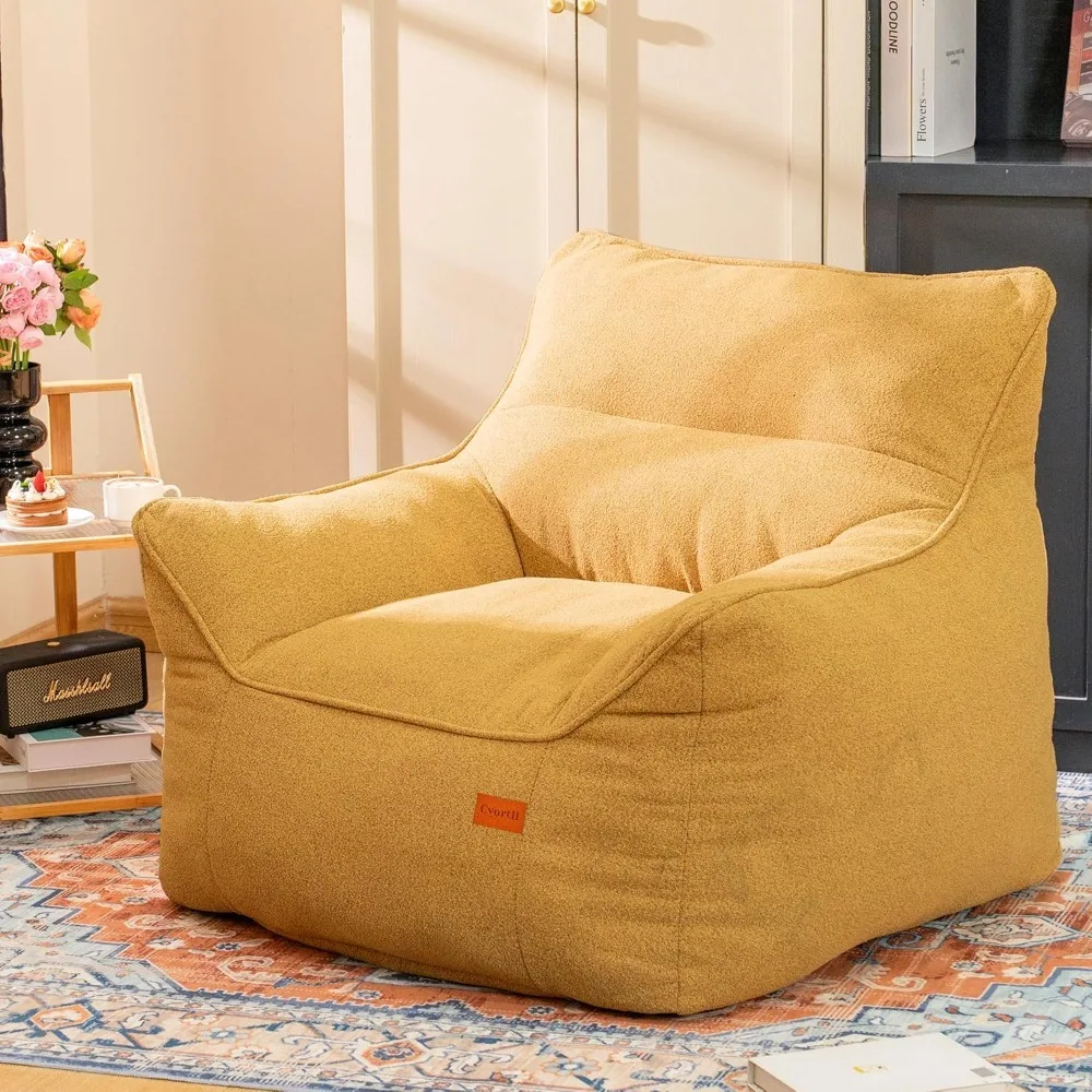 Bean Bag Chair with Filler, Bean Bag Sofa Chairs with Tufted Soft Armrests Plush Lazy Sofa Comfy Chair, Large Bean Bag Chairs