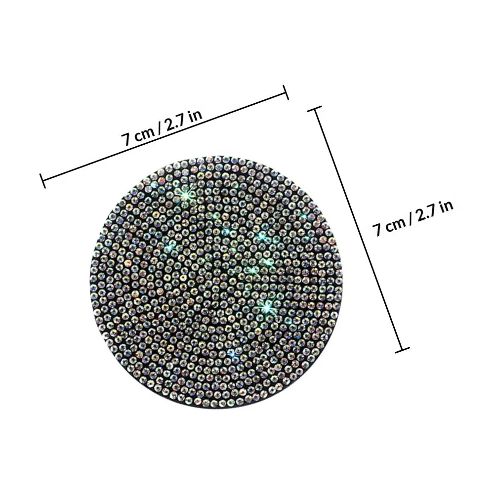 2Pcs PVC Car Coasters Non-Slip Round Auto Cup Holder Pads Vehicle Cup Coaster Crystal Rhinestone Anti-Slip Car Accessories Women