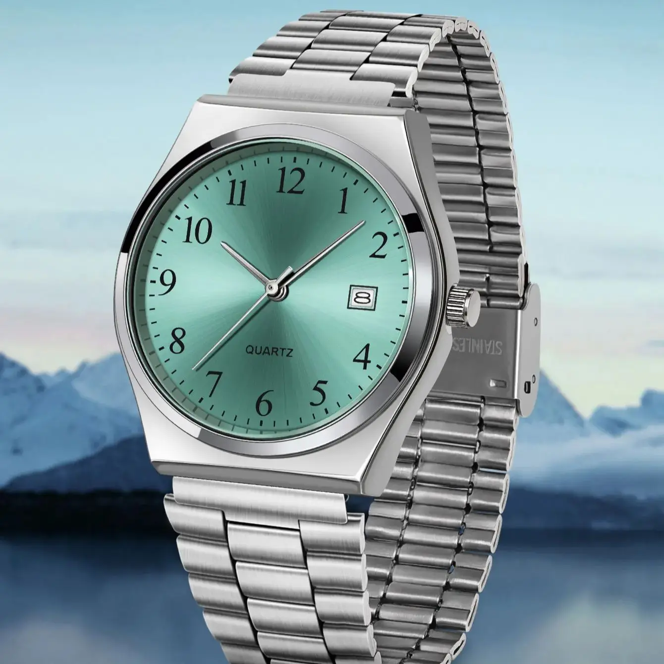 LUCKY FOX - Jam Tangan Stainless Steel Bergaya & Minimalis dengan Dial Hitam - Ketepatan Waktu Yang Tepat untuk Sehari-hari