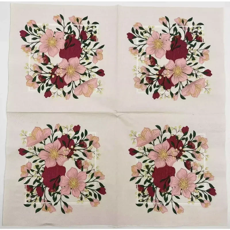 Colourful Printed Napkins High-grade Flowers and Grass Models Baking Western Restaurant Special Paper Square Paper Placemats 33