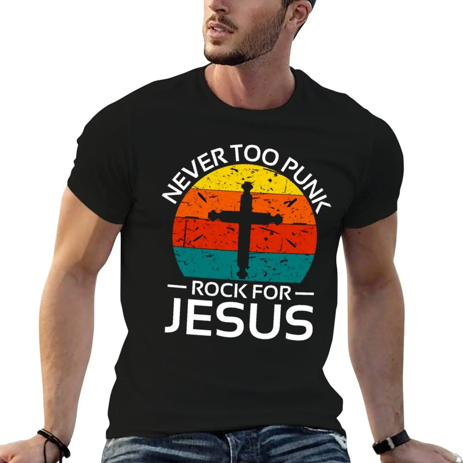 Never Too Punk Rock For Jesus - Funny Jesus Memes T-Shirt Urban Style Print T-Shirt