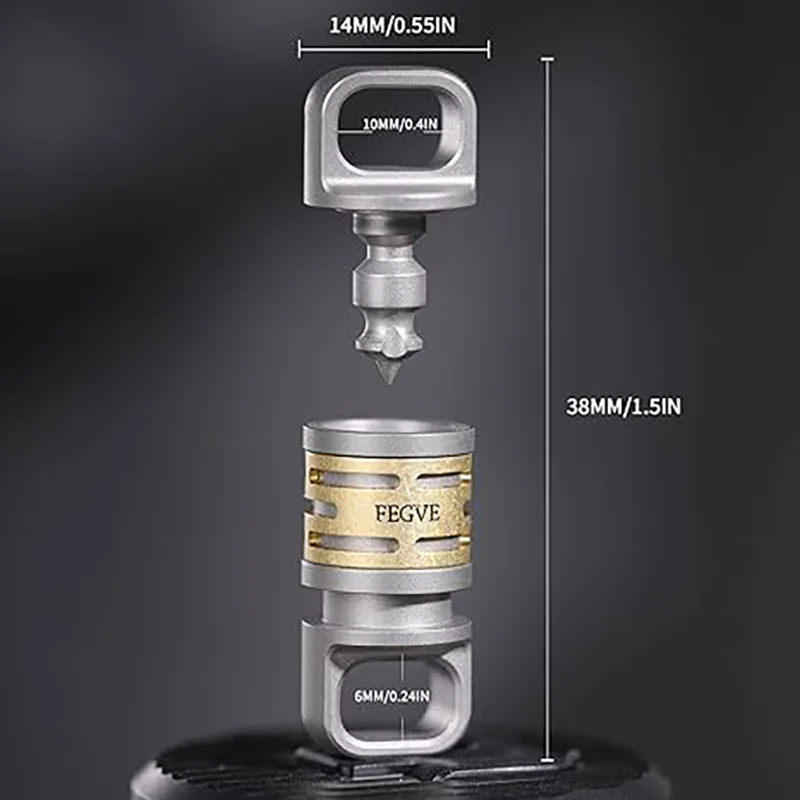 Titan-Schlüsselanhänger mit Schnellverschluss, Sicherheitsspitze mit Schlüsselring, leicht, Outdoor, Camping, drehbar, robust, Schlüsselanhänger für Autoschlüssel