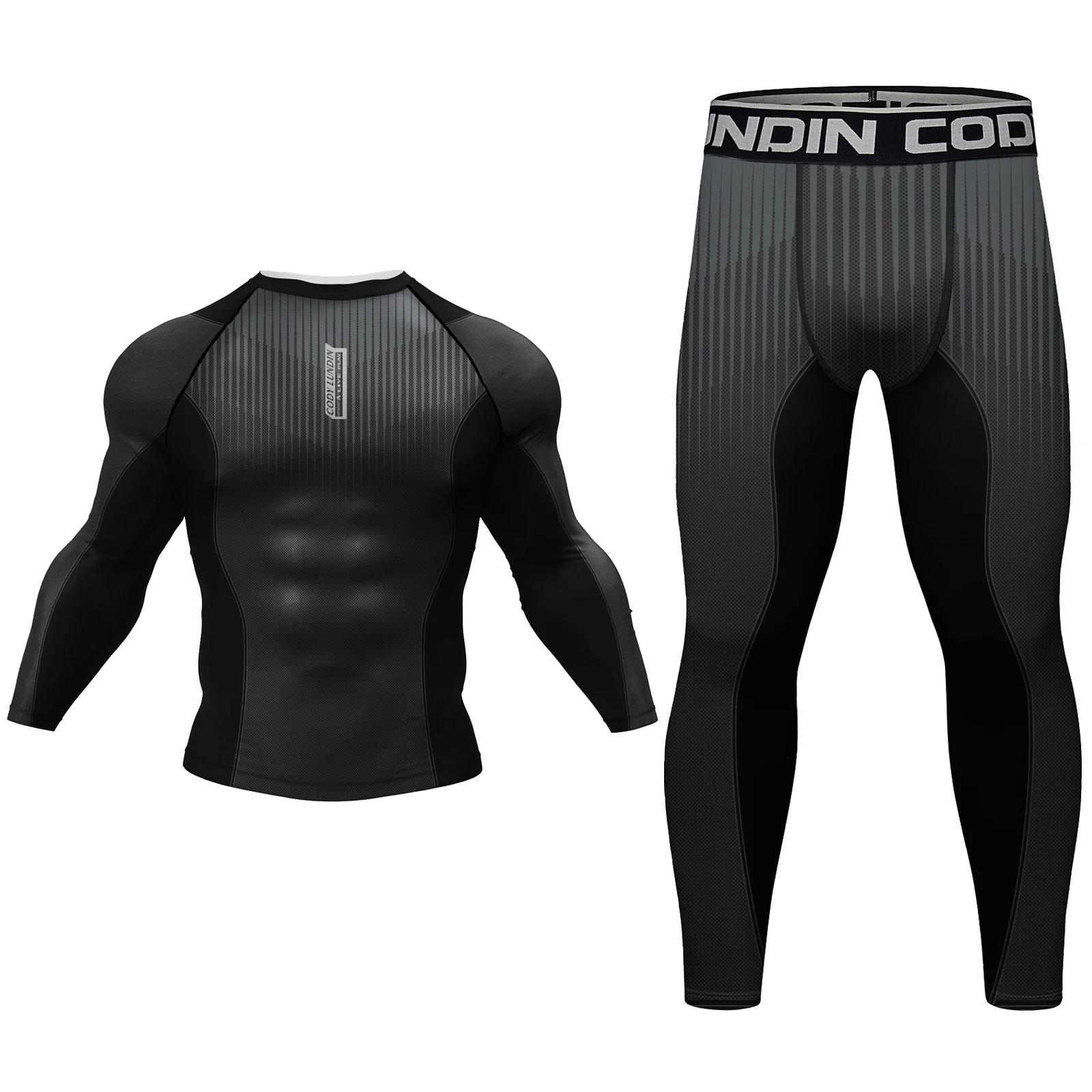 Cody Lundin Men's MMA BJJ Rash Guard 4PCS/Set Anti-Pilling Breathable Compression Taekwondo Muay Thai Boxing Training Outfit