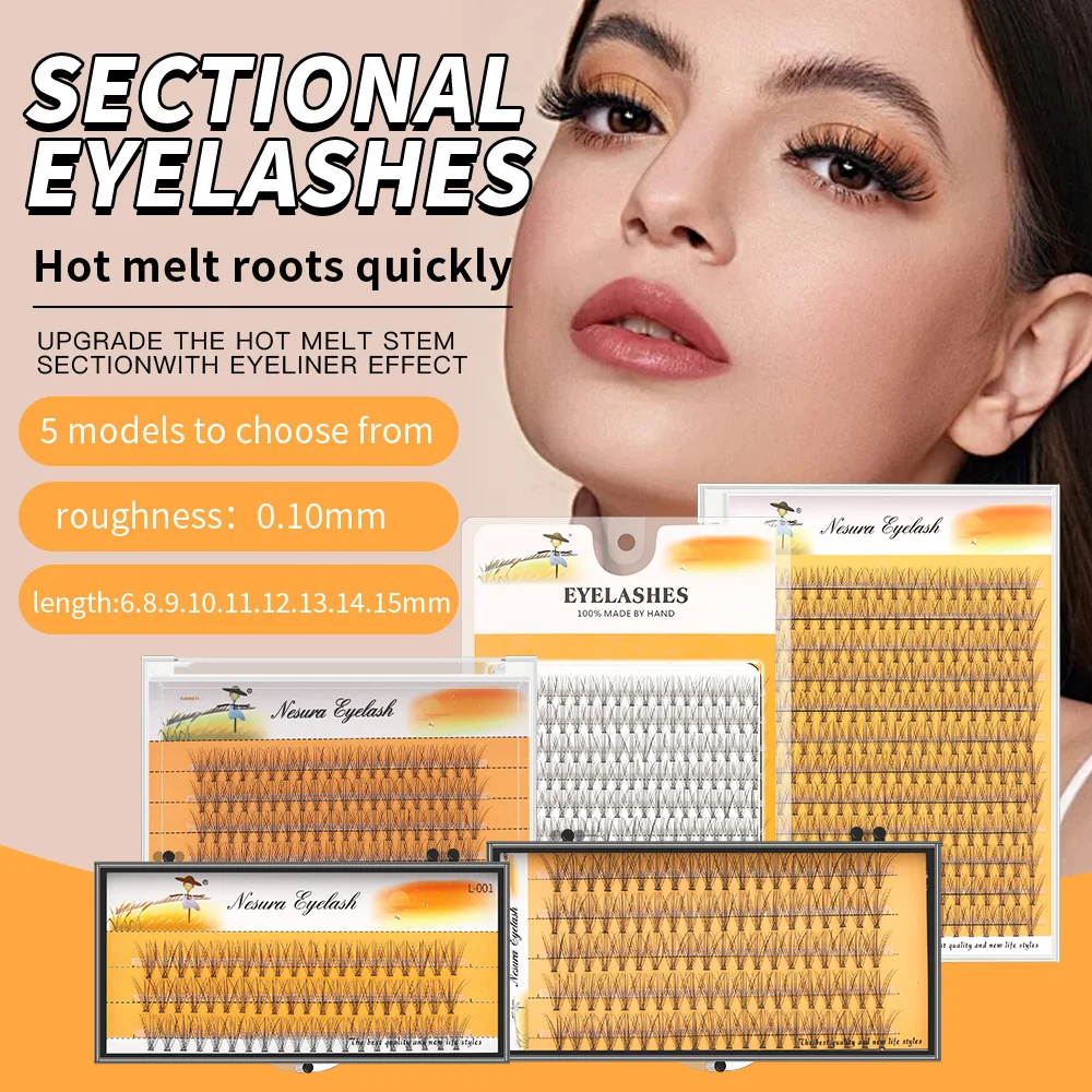 Grafting World Russian 10D Heat-Melt Single Cluster Eyelash Large Capacity 10P Natural Simulation DIY False Eyelashes