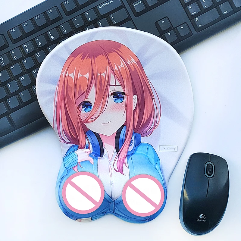 

Custom 3D Breast Mouse Pad Anime Picture Customization Sexy Oppai Kawaii Desk Pad wholesale with Wrist Rest for mousepad gamer