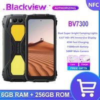 Blackview BV7300 Rugged Phone 6.67'' HD+ IPS 90Hz Display Dual Camping Light NFC 15000mAh 45W Fast Charge Android 14 Cellphone