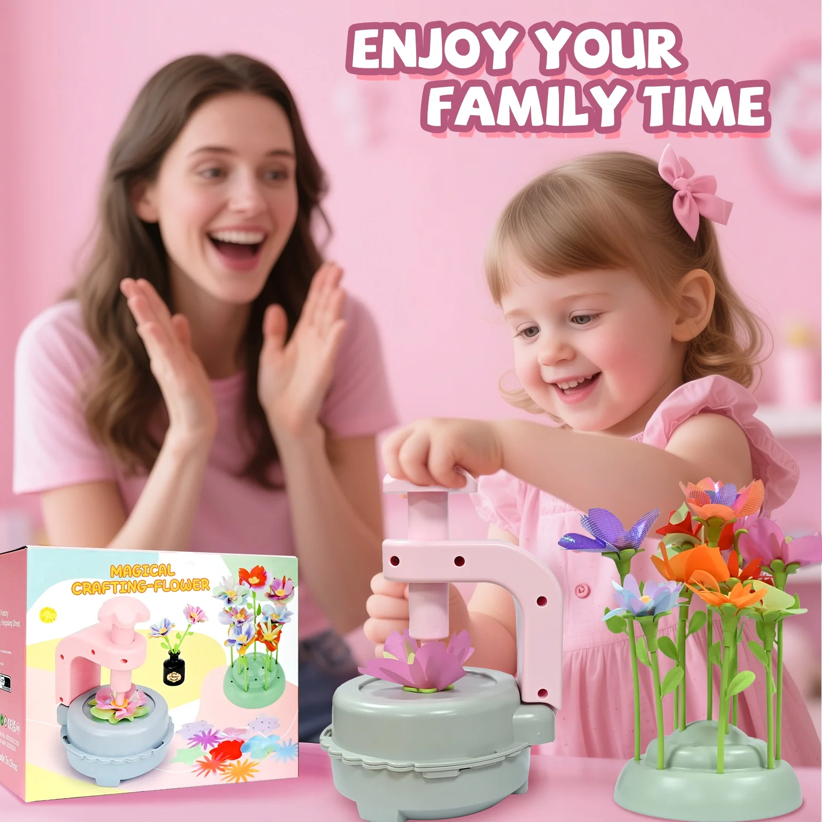 Diy kits de artesanato brinquedos crianças buquê artesanal que faz a máquina conjunto flor artificial brinquedo conjunto arranjo flor meninas presente educacional