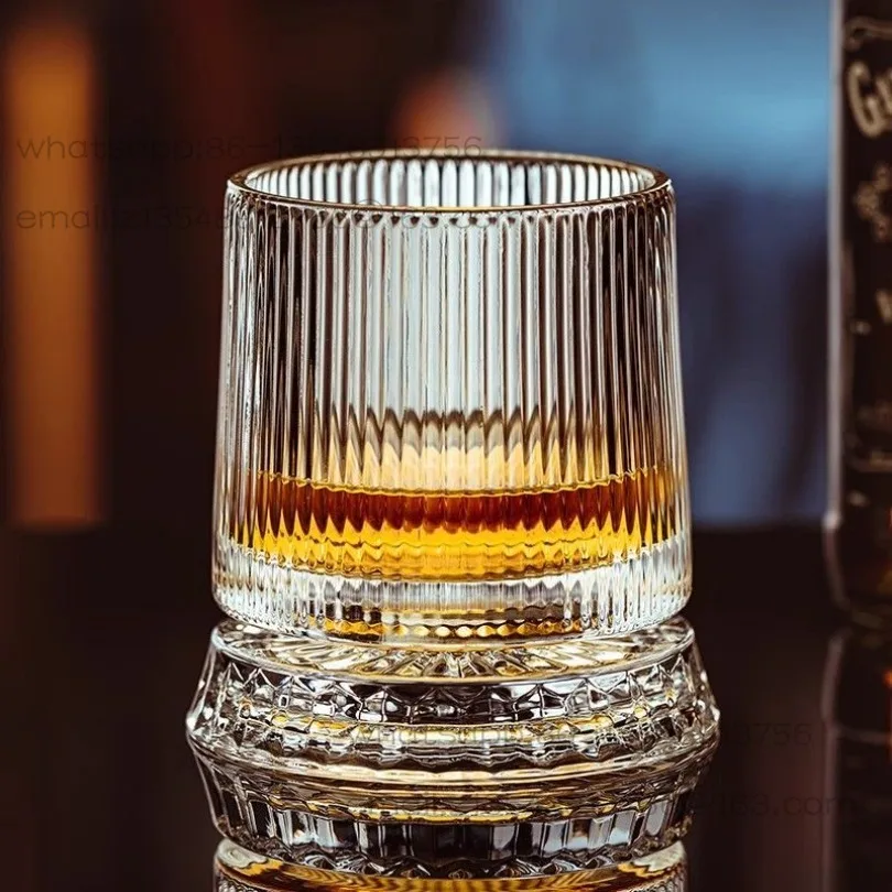 Creative 360 ° rotating whisky cup, light luxury premium crystal glass, beer cup