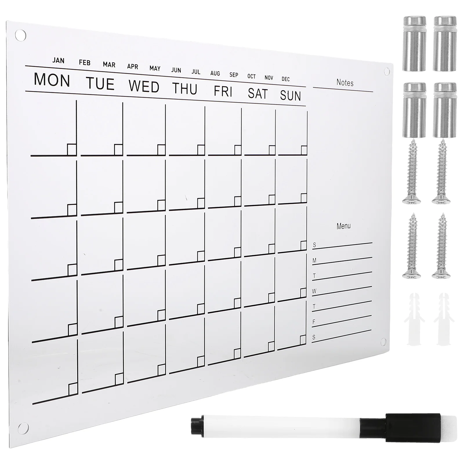 

Clear Acrylic Weekly Planner L Size Dry Erase Message Board Transparent Fridge Calendar 4 Hooks Pen Home Office Wall Hanging