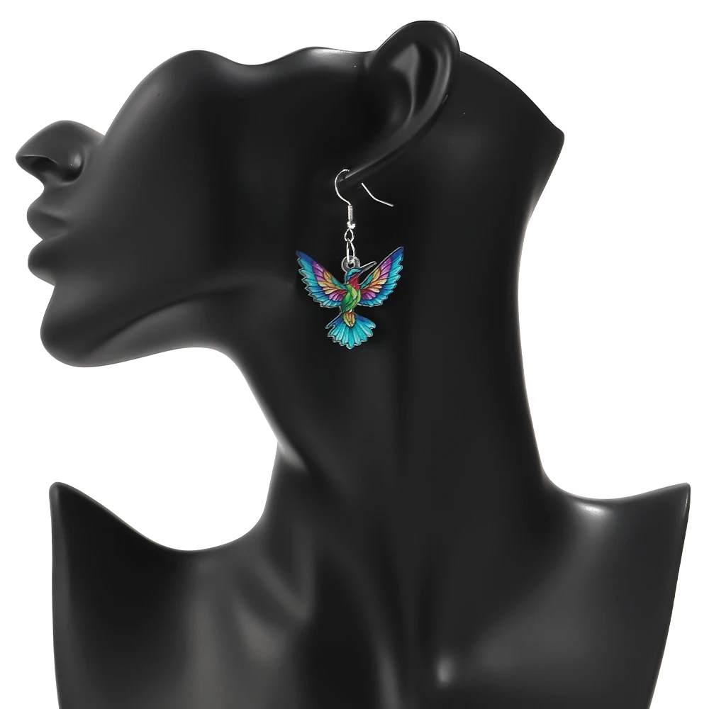 Women's Cute Colorful Hummingbird Dangle Earrings