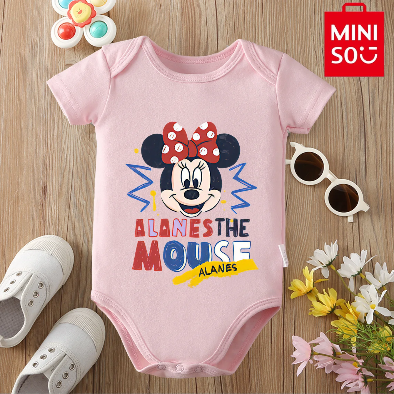 

MINISO&Disney Jointly Signed 100% Cotton Baby Clothe Mickey Mouse Onesie Bodysuit Cute Cartoon Print for 0 To 12 Months Newborn