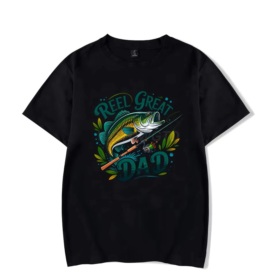 Reel Great Dad Graphic T Shirts for Men Fishing Life Funny Short Sleeve Tee Shirt Fishing Lovers Trendy Dad Design Summer Tops